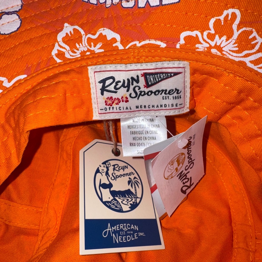Reyn Spooner Clemson University Bucket Hat Mens Floral Tropical Orange L/XL NEW - Picture 3 of 5